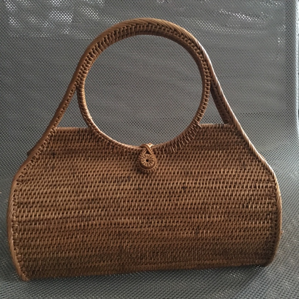 Vintage Style Straw Handbag Lined